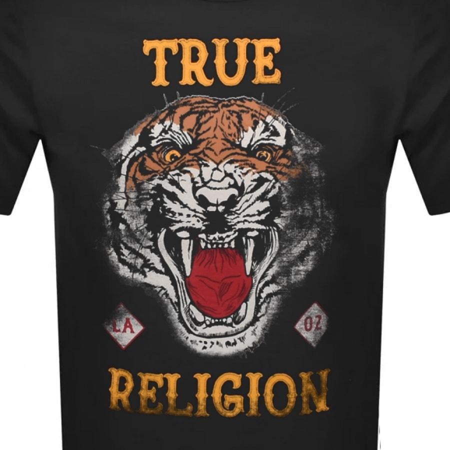 Alternative Image for ProductTrue Religion Crew Neck Tiger Logo T Shirt Black3